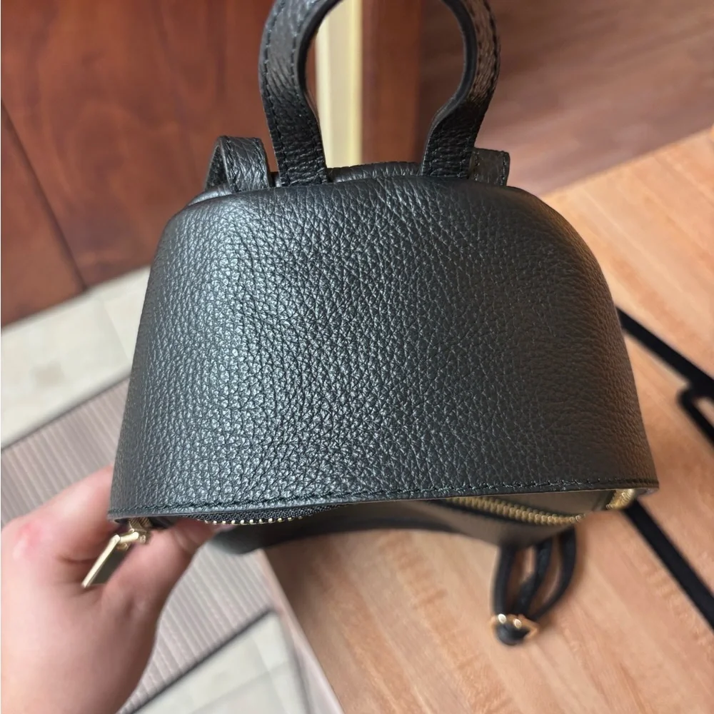 Genuine Leather Mini Backpack | Black | Made in Italy